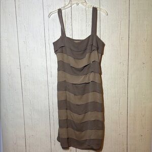 BODEN 100% SILK Dress SLEEVELESS TWO-TONE TIERED COCKTAIL PARTY DRESS Size 10